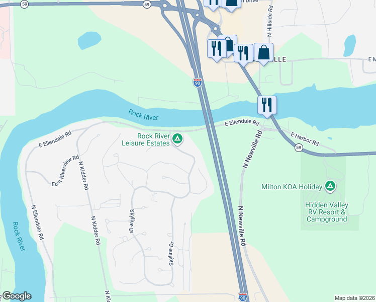 map of restaurants, bars, coffee shops, grocery stores, and more near 530 East Ellendale Road in Edgerton