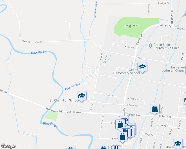 map of restaurants, bars, coffee shops, grocery stores, and more near 2062 North Rober Boulevard in Saint Clair