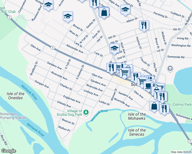 map of restaurants, bars, coffee shops, grocery stores, and more near 328 Glen Avenue in Scotia