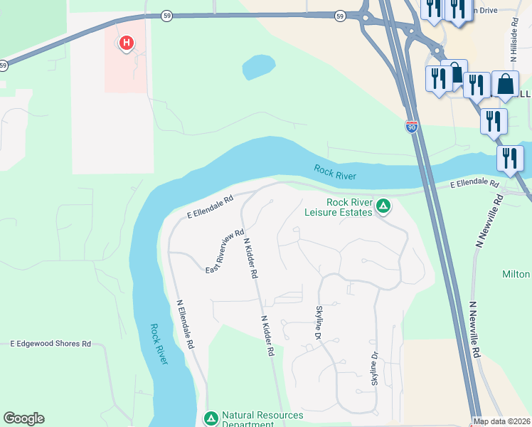 map of restaurants, bars, coffee shops, grocery stores, and more near 430 East Indian Lane in Edgerton