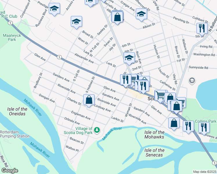 map of restaurants, bars, coffee shops, grocery stores, and more near 328 Glen Avenue in Scotia