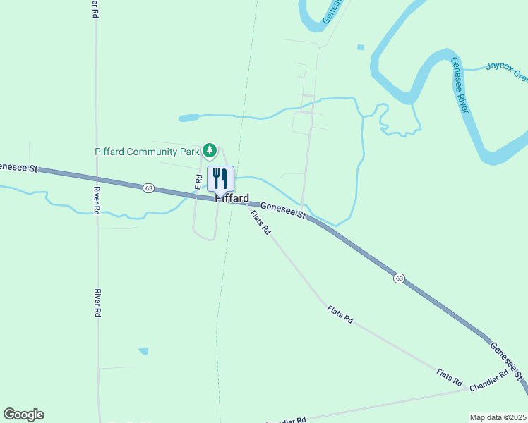 map of restaurants, bars, coffee shops, grocery stores, and more near 3259 Flats Road in Piffard