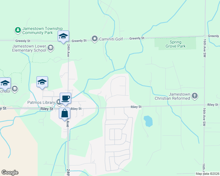 map of restaurants, bars, coffee shops, grocery stores, and more near 2127 Brindle Drive in Hudsonville
