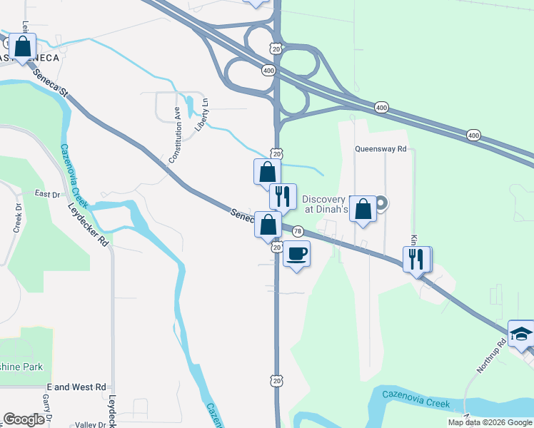 map of restaurants, bars, coffee shops, grocery stores, and more near in Erie County