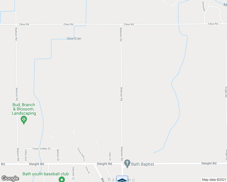 map of restaurants, bars, coffee shops, grocery stores, and more near 12990 Webster Road in Bath Township