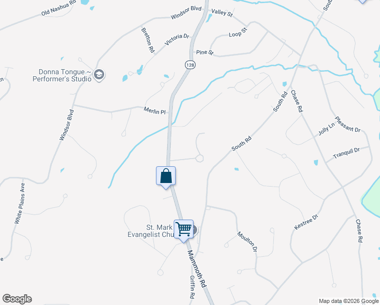 map of restaurants, bars, coffee shops, grocery stores, and more near 52 Olde Country Village Road in Londonderry