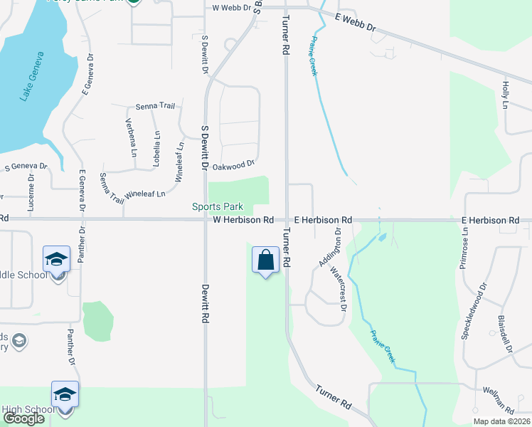 map of restaurants, bars, coffee shops, grocery stores, and more near 106 West Herbison Road in DeWitt