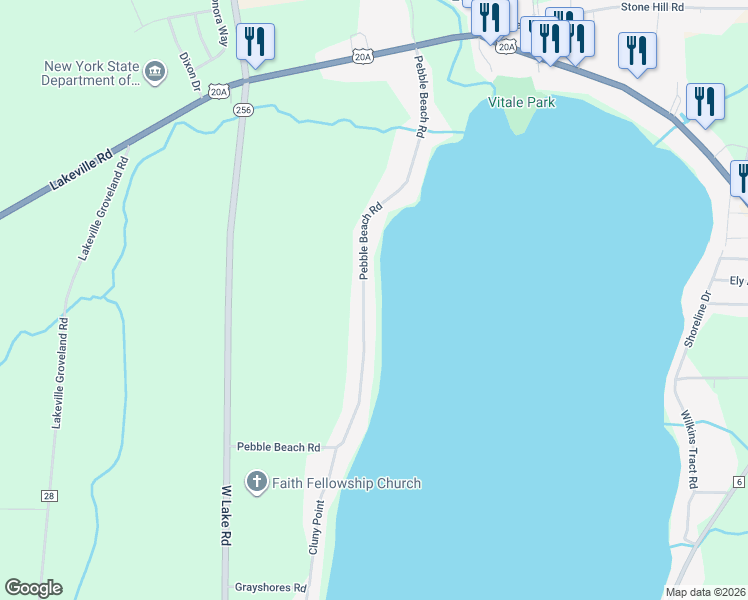 map of restaurants, bars, coffee shops, grocery stores, and more near 3613 Pebble Beach Road in Lakeville