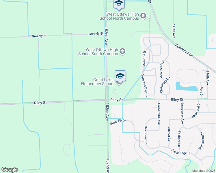 map of restaurants, bars, coffee shops, grocery stores, and more near 3200 152nd Avenue in Holland