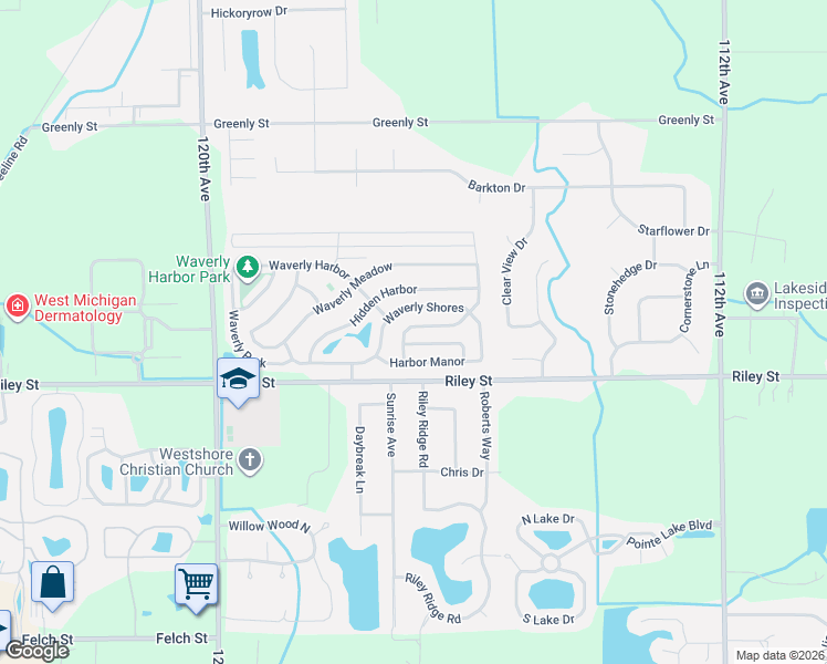 map of restaurants, bars, coffee shops, grocery stores, and more near 11633 Crystal Harbor in Holland