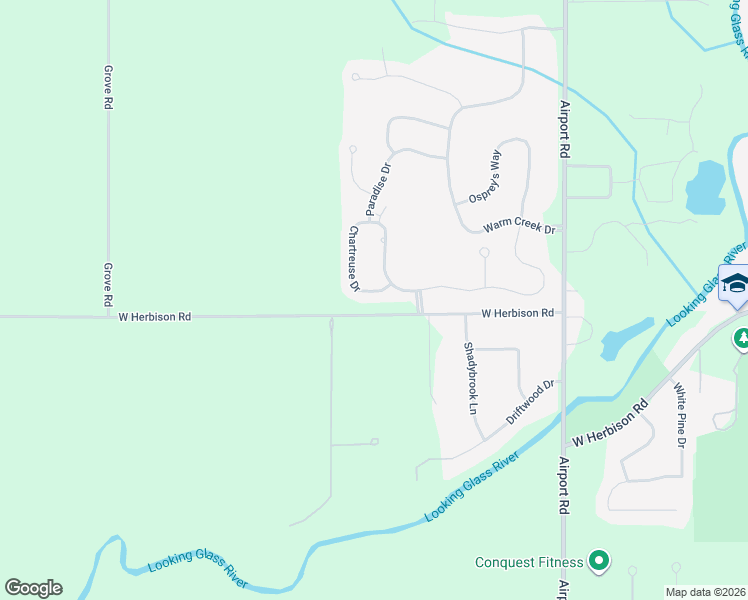 map of restaurants, bars, coffee shops, grocery stores, and more near 12952 Chartreuse Drive in DeWitt