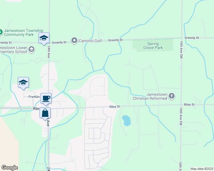 map of restaurants, bars, coffee shops, grocery stores, and more near 1440 Riley Street in Hudsonville