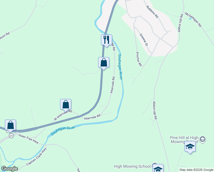 map of restaurants, bars, coffee shops, grocery stores, and more near 85 Intervale Road in Wilton