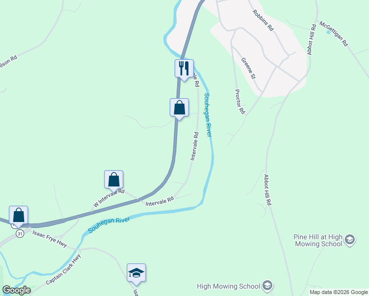 map of restaurants, bars, coffee shops, grocery stores, and more near 85 Intervale Road in Wilton