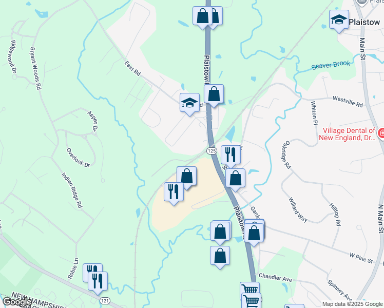 map of restaurants, bars, coffee shops, grocery stores, and more near 19 Blossom Road in Plaistow