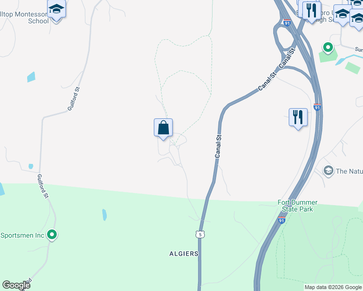 map of restaurants, bars, coffee shops, grocery stores, and more near 21 Paul's Rd in Brattleboro