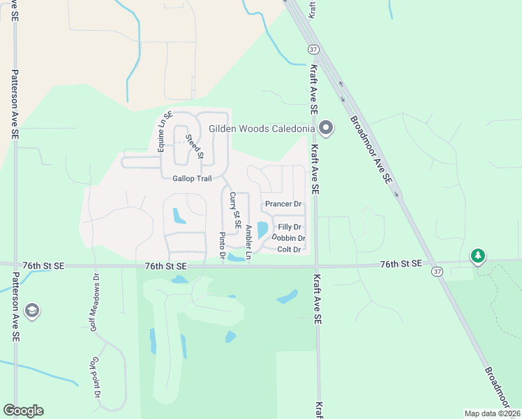 map of restaurants, bars, coffee shops, grocery stores, and more near Bronco Drive in Caledonia