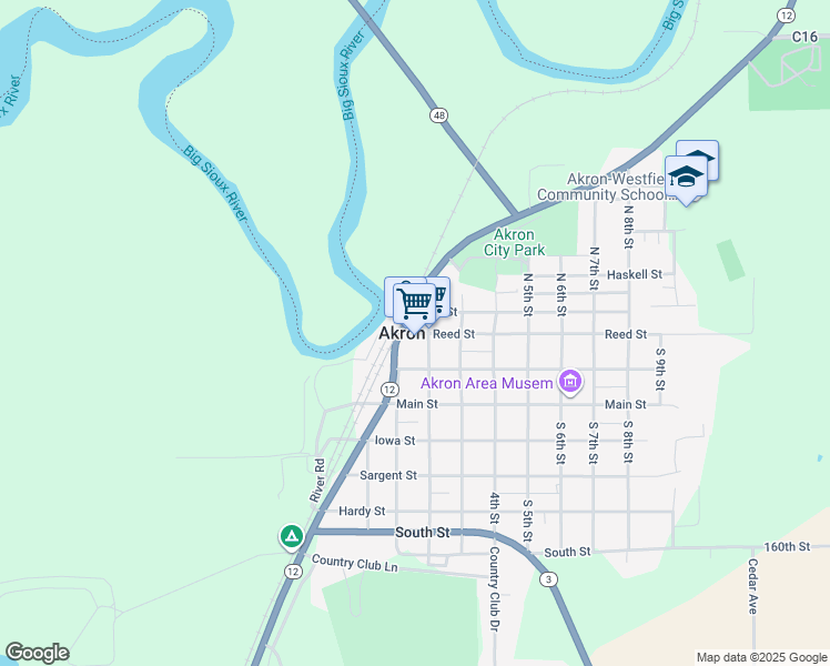 map of restaurants, bars, coffee shops, grocery stores, and more near 151 Reed Street in Akron