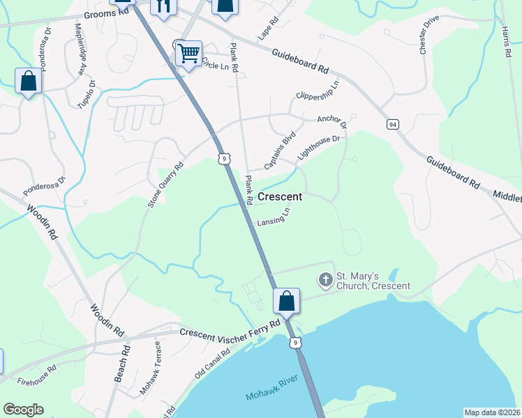 map of restaurants, bars, coffee shops, grocery stores, and more near 5200 Plank Road in Waterford