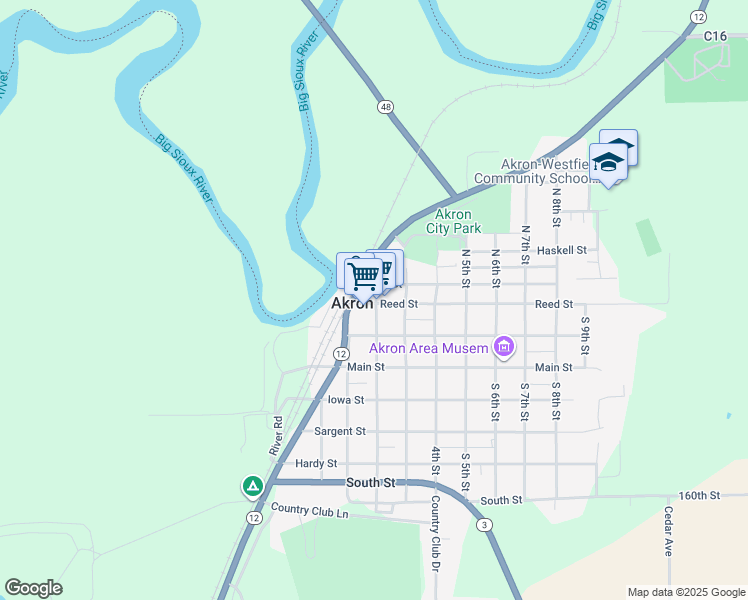 map of restaurants, bars, coffee shops, grocery stores, and more near 151 Reed Street in Akron