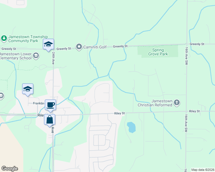 map of restaurants, bars, coffee shops, grocery stores, and more near 1475 Riley Street in Hudsonville