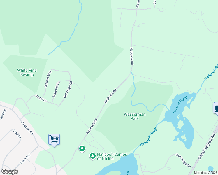 map of restaurants, bars, coffee shops, grocery stores, and more near 93 Naticook Road in Merrimack
