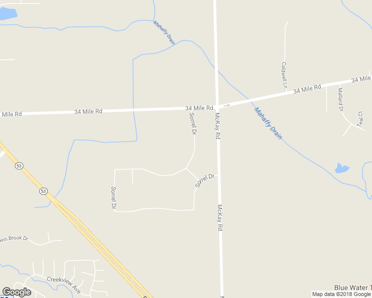 map of restaurants, bars, coffee shops, grocery stores, and more near 72703 Sorrel Drive in Macomb County