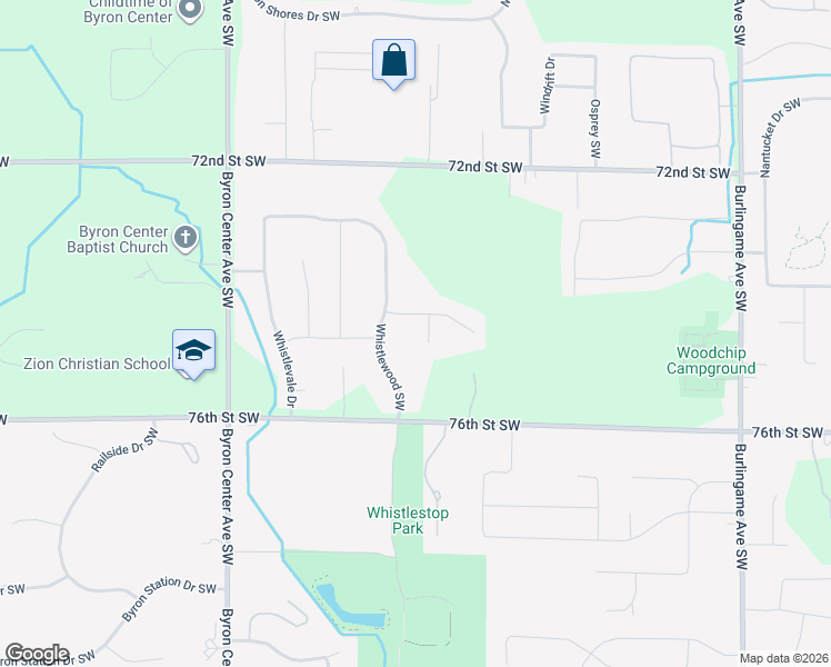 map of restaurants, bars, coffee shops, grocery stores, and more near 2208 Whistlepipe Drive Southwest in Byron Center