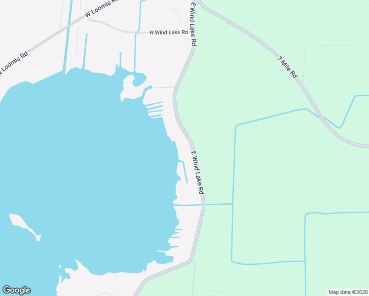 map of restaurants, bars, coffee shops, grocery stores, and more near 7952 East Wind Lake Road in Wind Lake