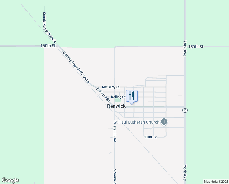 map of restaurants, bars, coffee shops, grocery stores, and more near 250 North Smith Road in Renwick