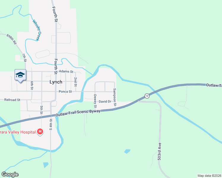 map of restaurants, bars, coffee shops, grocery stores, and more near Ponca Street in Lynch