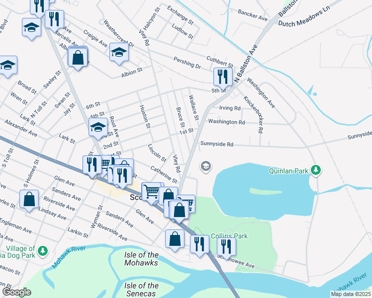 map of restaurants, bars, coffee shops, grocery stores, and more near 11 Bruce Street in Scotia
