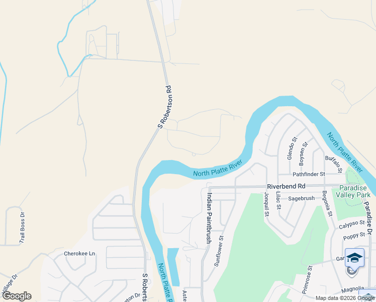 map of restaurants, bars, coffee shops, grocery stores, and more near River Park Drive in Casper