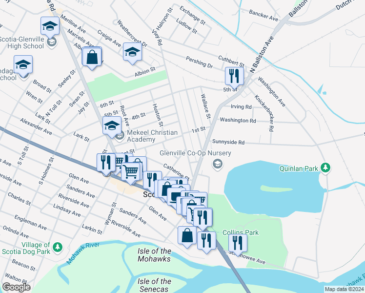 map of restaurants, bars, coffee shops, grocery stores, and more near 25 Vley Road in Scotia