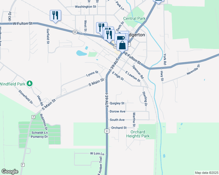 map of restaurants, bars, coffee shops, grocery stores, and more near 16 Lord St in Edgerton