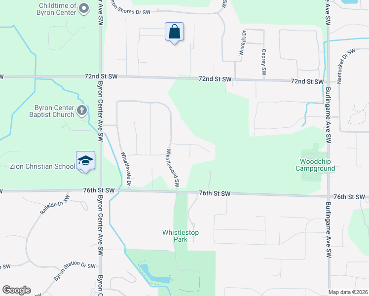 map of restaurants, bars, coffee shops, grocery stores, and more near 2208 Whistlepipe Drive Southwest in Byron Center
