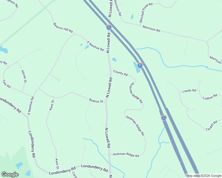 map of restaurants, bars, coffee shops, grocery stores, and more near 92 North Lowell Road in Windham