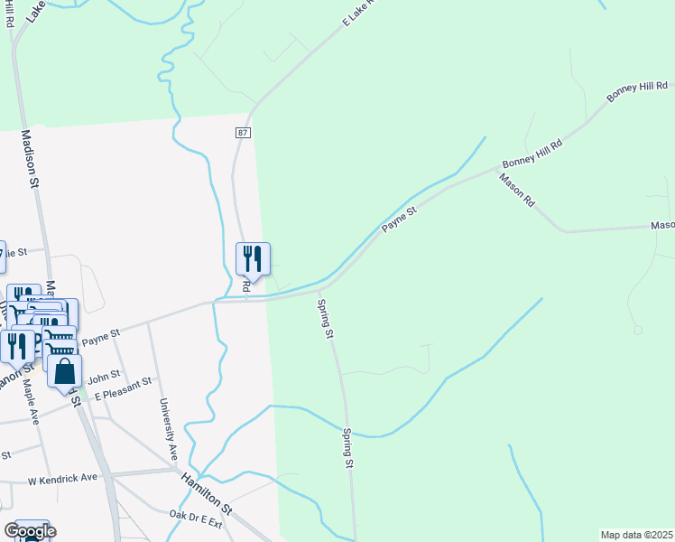 map of restaurants, bars, coffee shops, grocery stores, and more near 7071 Payne St in Hamilton