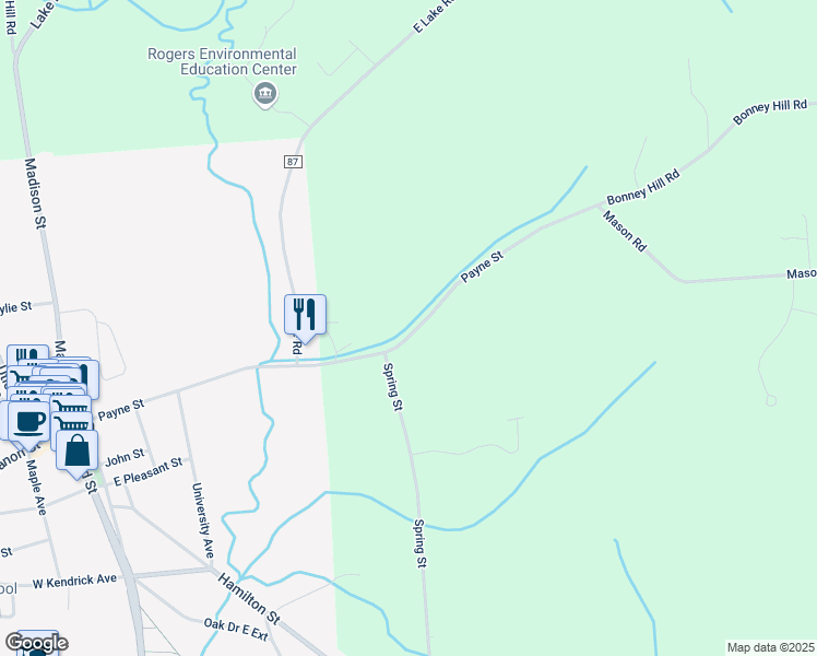 map of restaurants, bars, coffee shops, grocery stores, and more near 7071 Payne Street in Hamilton