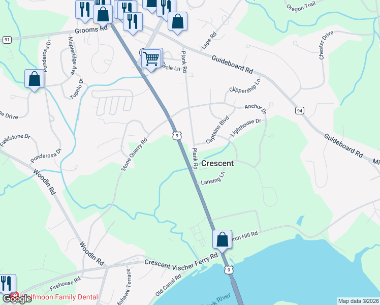 map of restaurants, bars, coffee shops, grocery stores, and more near 61 Plank Road in Waterford