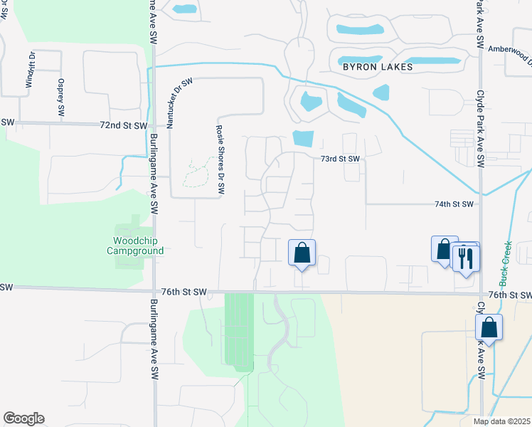 map of restaurants, bars, coffee shops, grocery stores, and more near 7431 Navajo Valley Drive Southwest in Byron Center