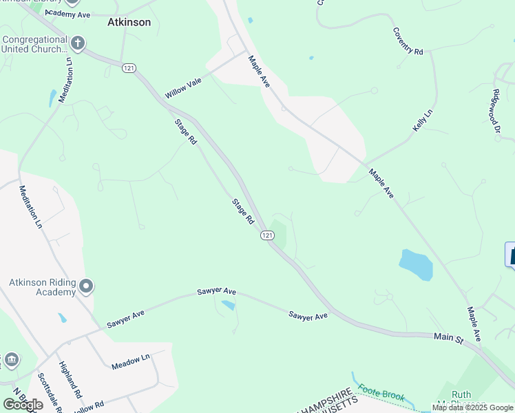 map of restaurants, bars, coffee shops, grocery stores, and more near 70 Main Street in Atkinson