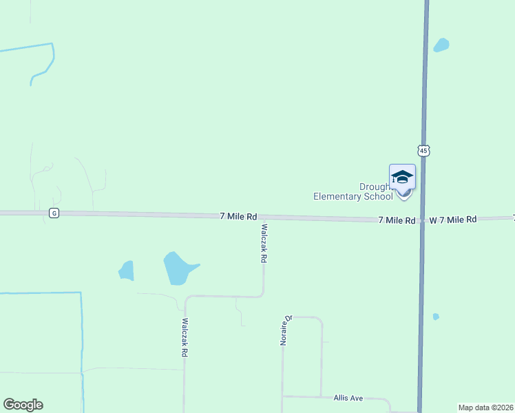 map of restaurants, bars, coffee shops, grocery stores, and more near 21510 7 Mile Road in Racine County