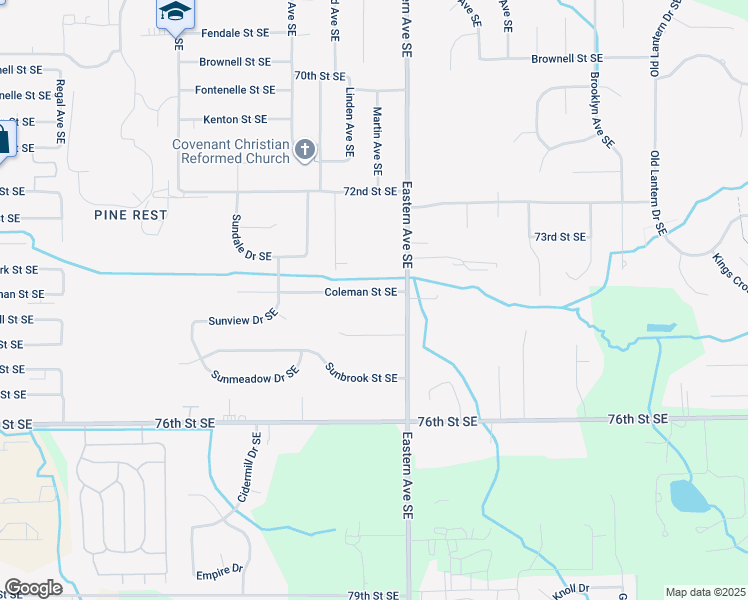 map of restaurants, bars, coffee shops, grocery stores, and more near 742 Coleman Street Southeast in Grand Rapids