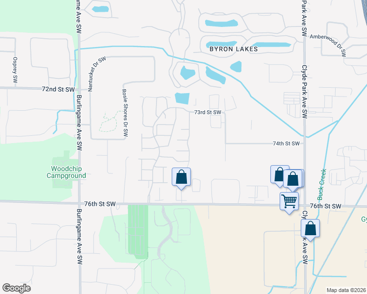 map of restaurants, bars, coffee shops, grocery stores, and more near 1207 Coopers Pass Southwest in Byron Center