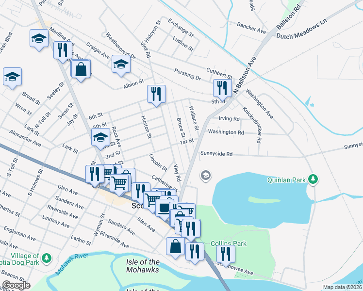 map of restaurants, bars, coffee shops, grocery stores, and more near 29 Bruce Street in Scotia
