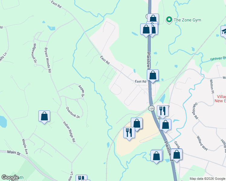 map of restaurants, bars, coffee shops, grocery stores, and more near 9 Marianne Drive in Plaistow