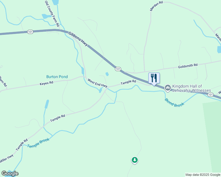 map of restaurants, bars, coffee shops, grocery stores, and more near 65 Temple Road in Wilton