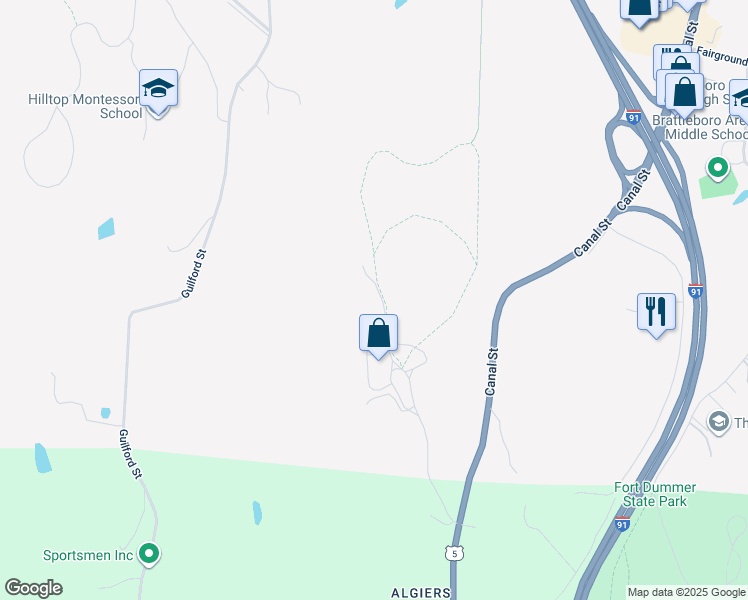 map of restaurants, bars, coffee shops, grocery stores, and more near 77 Dylan Road in Brattleboro