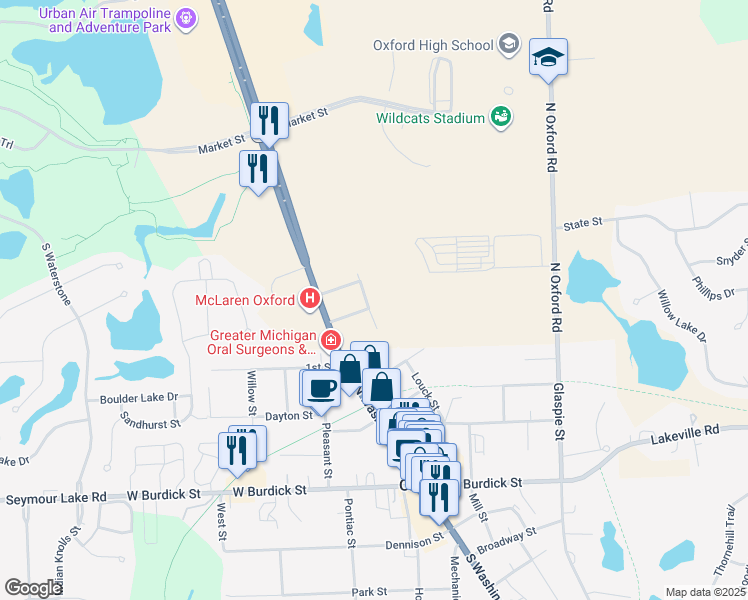 map of restaurants, bars, coffee shops, grocery stores, and more near 320 Lincoln Avenue in Oakland County